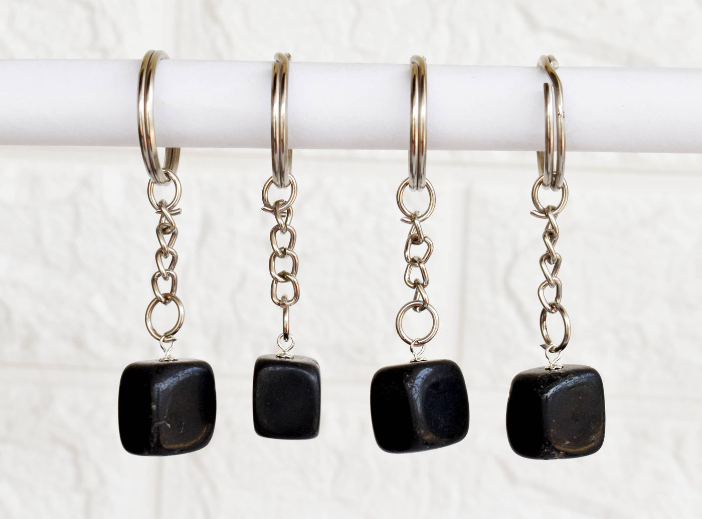 Black Tourmaline Key Chain, Gemstone Keychain Crystal Key Ring (Protection and Strength)