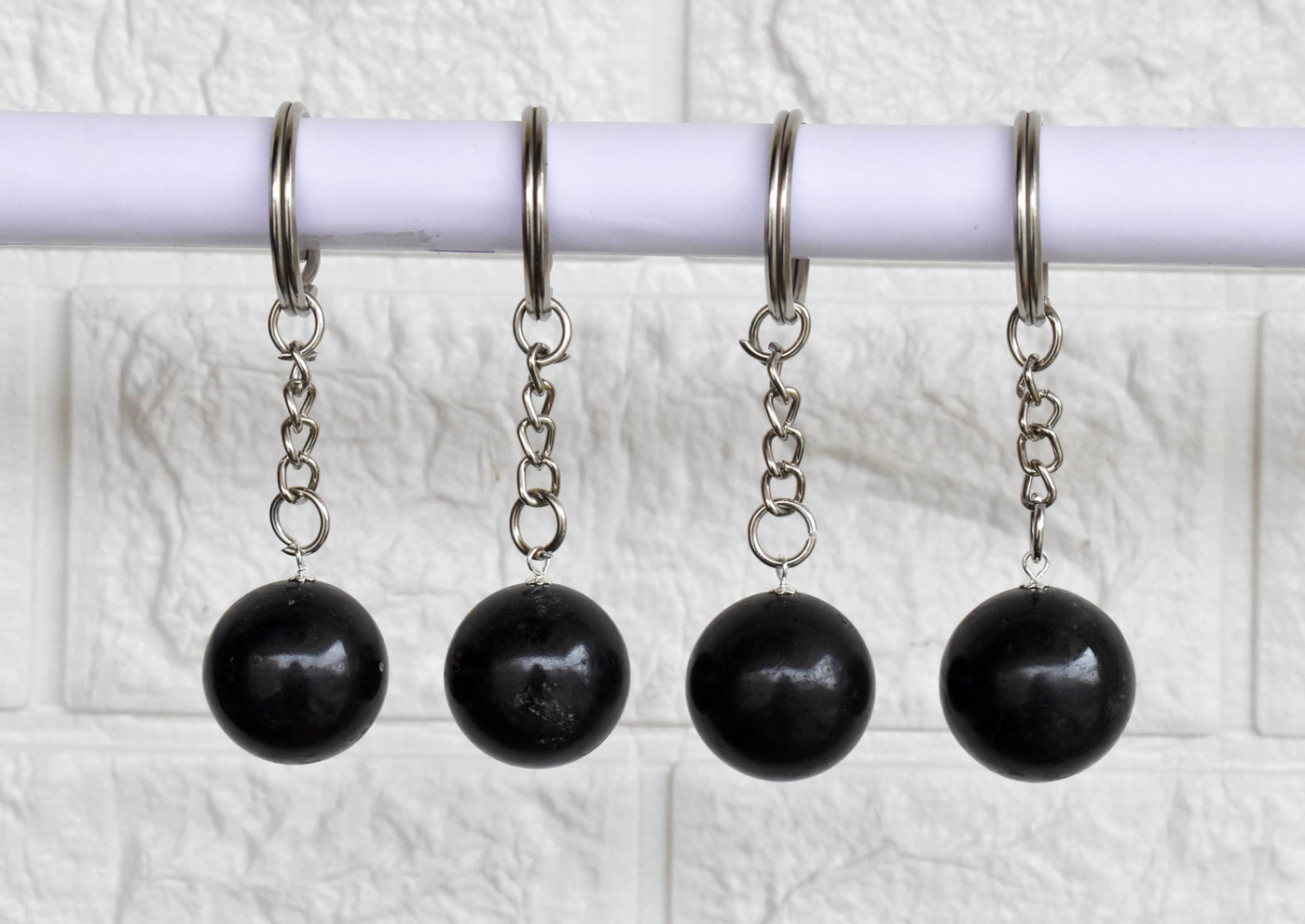 Black Tourmaline Key Chain, Gemstone Keychain Crystal Key Ring (Protection and Strength)