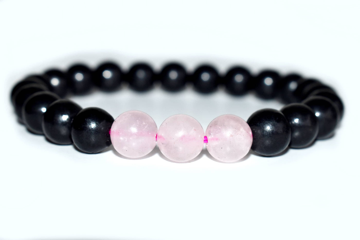 EMF Protection Crystal Bracelet, EMF Bracelet (Shungite Black, Rose Quartz)