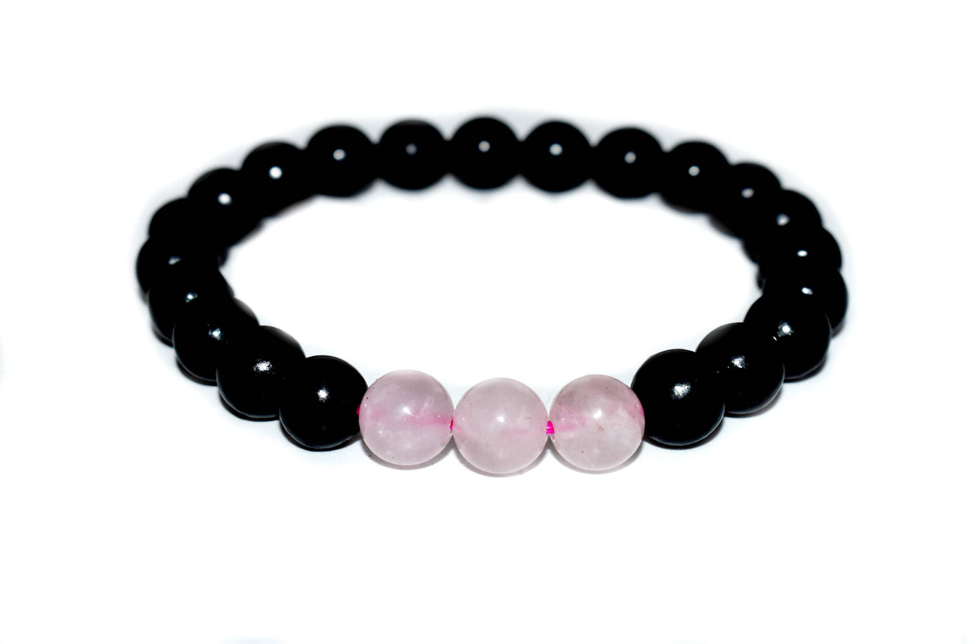 EMF Protection Crystal Bracelet, EMF Bracelet (Shungite Black, Rose Quartz)