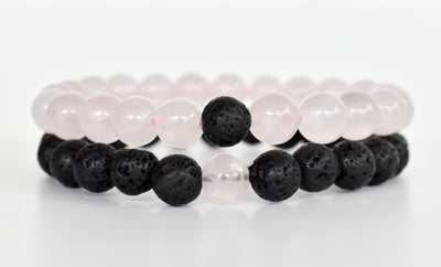 Lava Rose Quartz Couple Bracelets, Anniversary Gift (Creativity and Empathy)