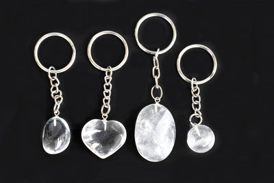 Crystal Quartz Key Chain, Gemstone Keychain Crystal Key Ring (Dreams and Enhancing)