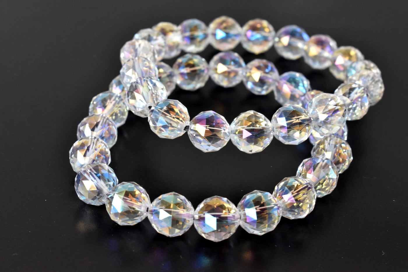 Faceted Aura Quartz Rainbow Moonstone Bracelet (Compassion and Patience)