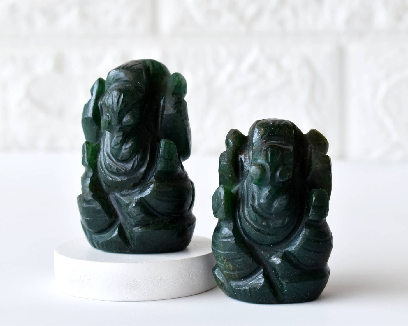 Green Jade Ganesha Statue (Wisdom and Balance)