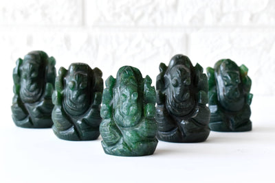 Green Jade Ganesha Statue (Wisdom and Balance)