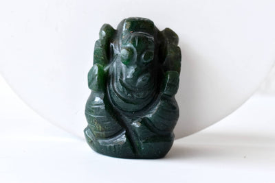 Green Jade Ganesha Statue (Wisdom and Balance)