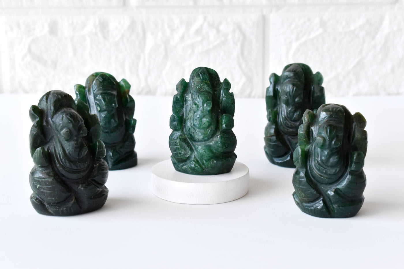 Green Jade Ganesha Statue (Wisdom and Balance)