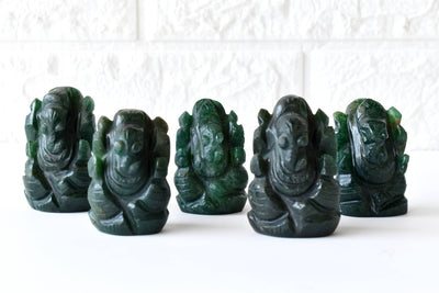 Green Jade Ganesha Statue (Wisdom and Balance)