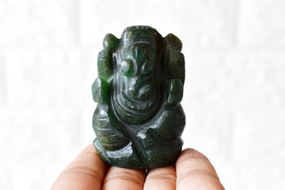 Green Jade Ganesha Statue (Wisdom and Balance)