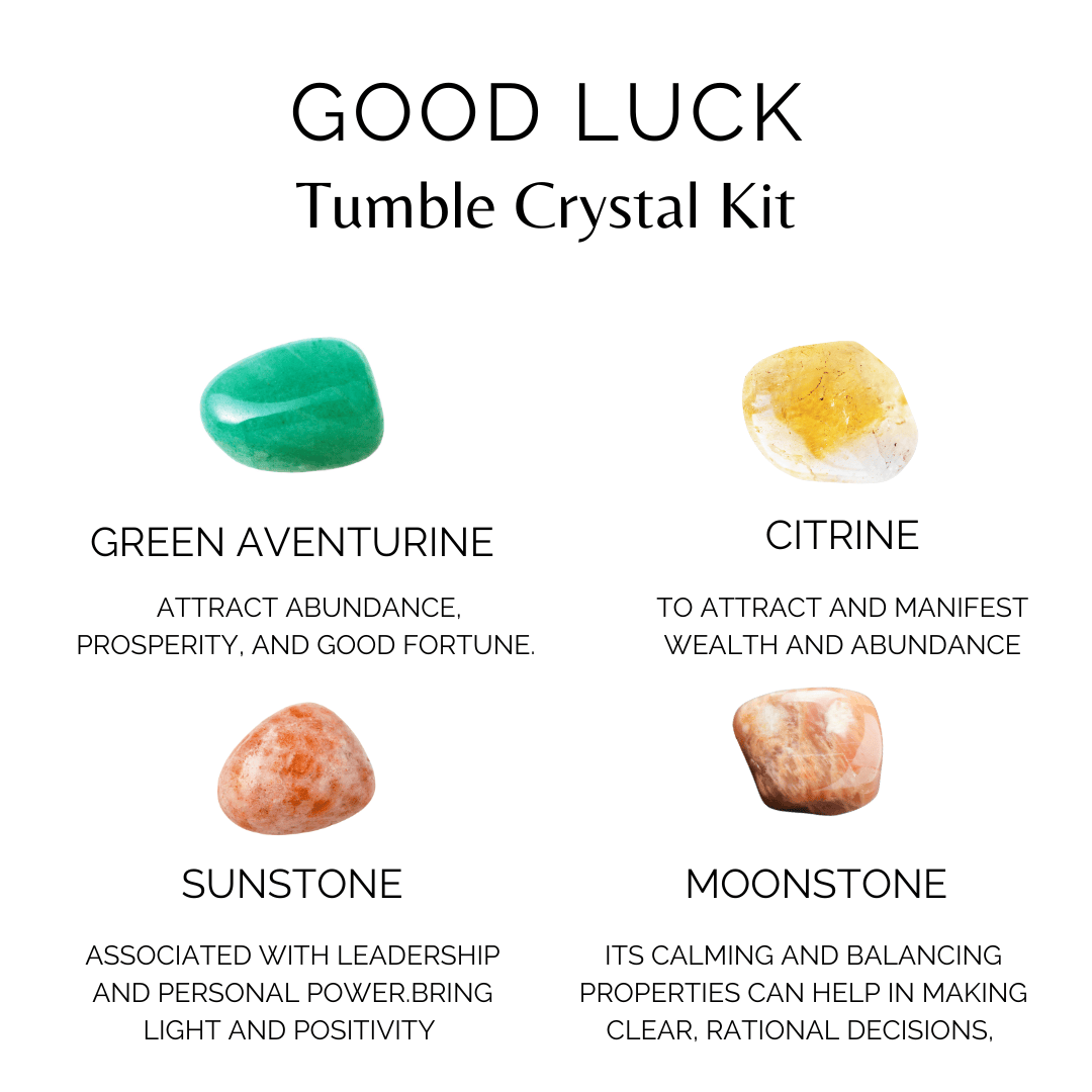 Bringing GOOD LUCK Crystal Kit, Gemstone Tumble Kit, Good Luck Crystal Gift Set