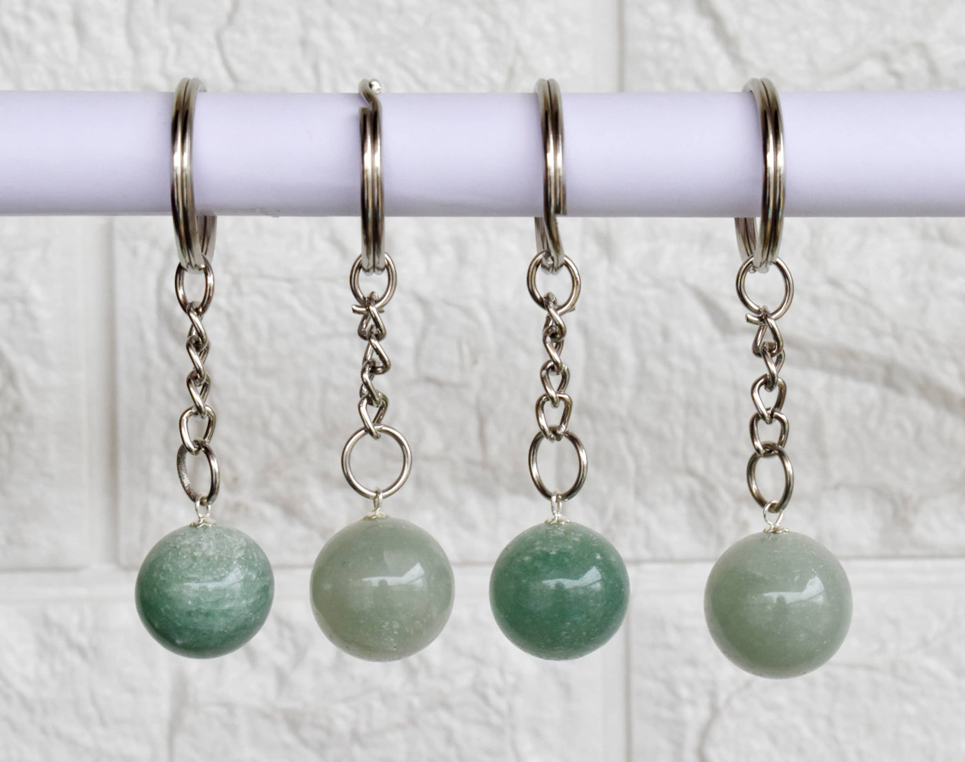 Green Aventurine Key Chain, Gemstone Keychain Crystal Key Ring (Attraction and Cleansing)