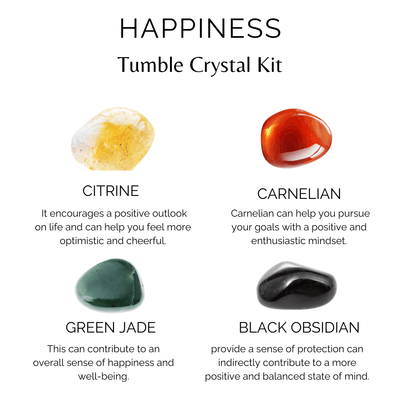 Promoting HAPPINESS Crystal Kit, Gemstone Tumble Kit, Happiness Crystal Gift Set