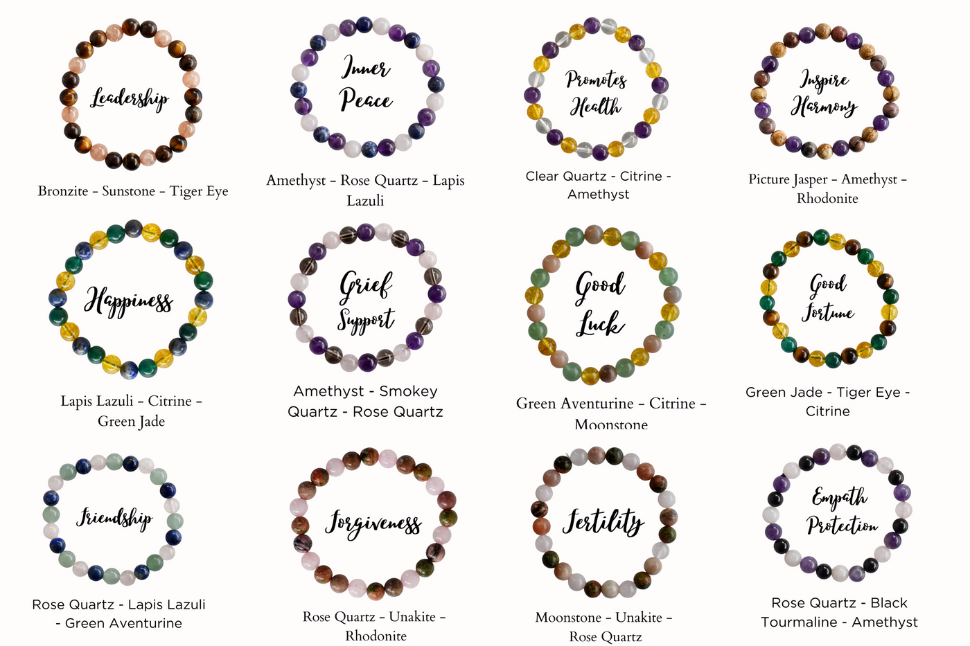 GRIEF Support Bracelet Crystal Bracelet (Emotional, Meditation)