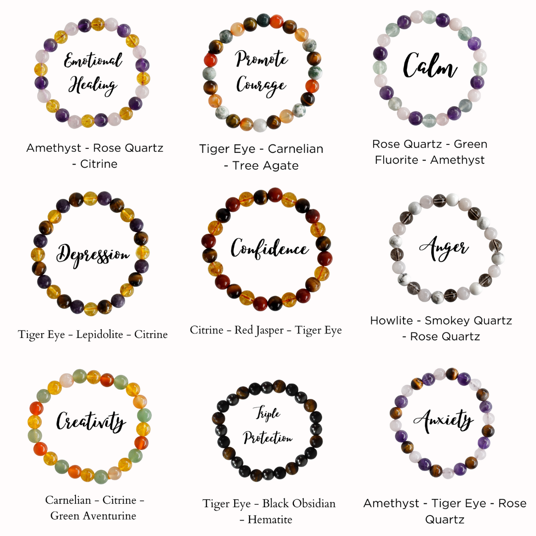 Calming ANXIETY Crystal Bracelet (Calm, Protection, Positivity)