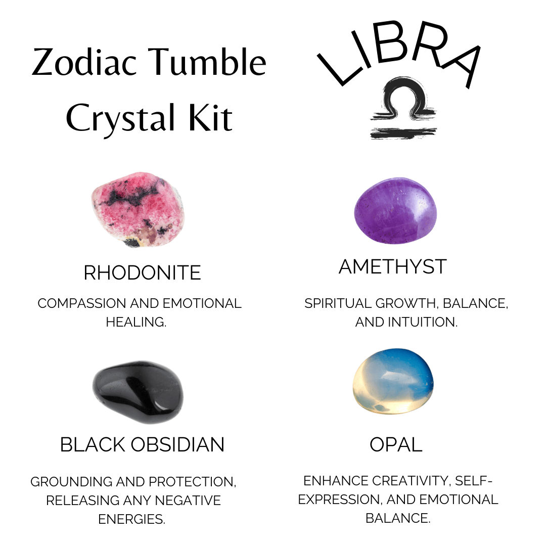 LIBRA Zodiac Crystal Kit, Libra Birthstones Tumbled Stones Set, Libra Gifts