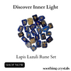 Lapis Lazuli Rune Sets avec pochette en velours noir et carte Rune, Elder Futhrak Rune Set