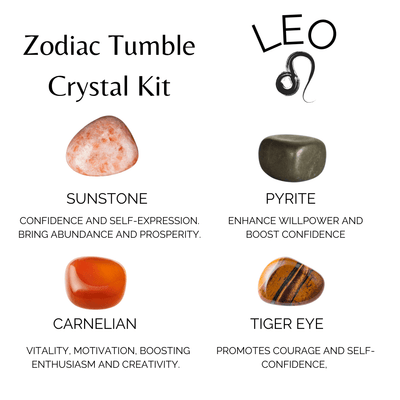 LEO Zodiac Crystal Kit, Leo Birthstones Tumbled Stones Set, Leo Stones Gifts