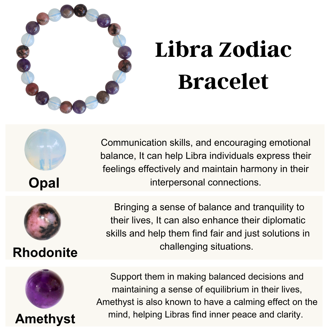 Libra Zodiac Crystal Bracelet, Libra Gifts