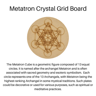 Metatron Cube Crystal Grid Board, 6" Wooden Crystal Grid Plate