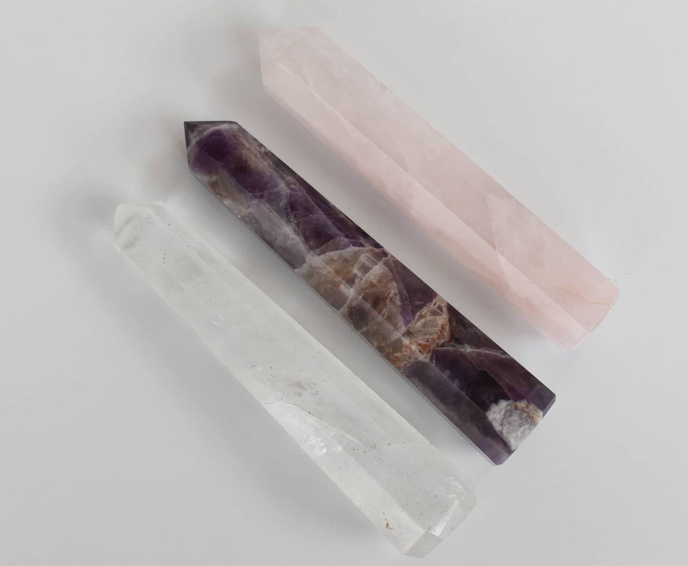 Pack of 3 Natural Crystal Tower Points, Genuine Quartz Crystal Wands