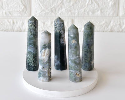 Moss Agate Tower Point (Tranquility and Emotional Balance)