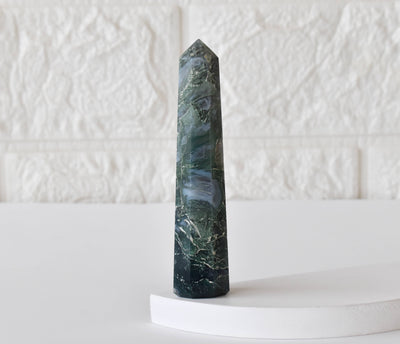 Moss Agate Tower Point (Tranquility and Emotional Balance)