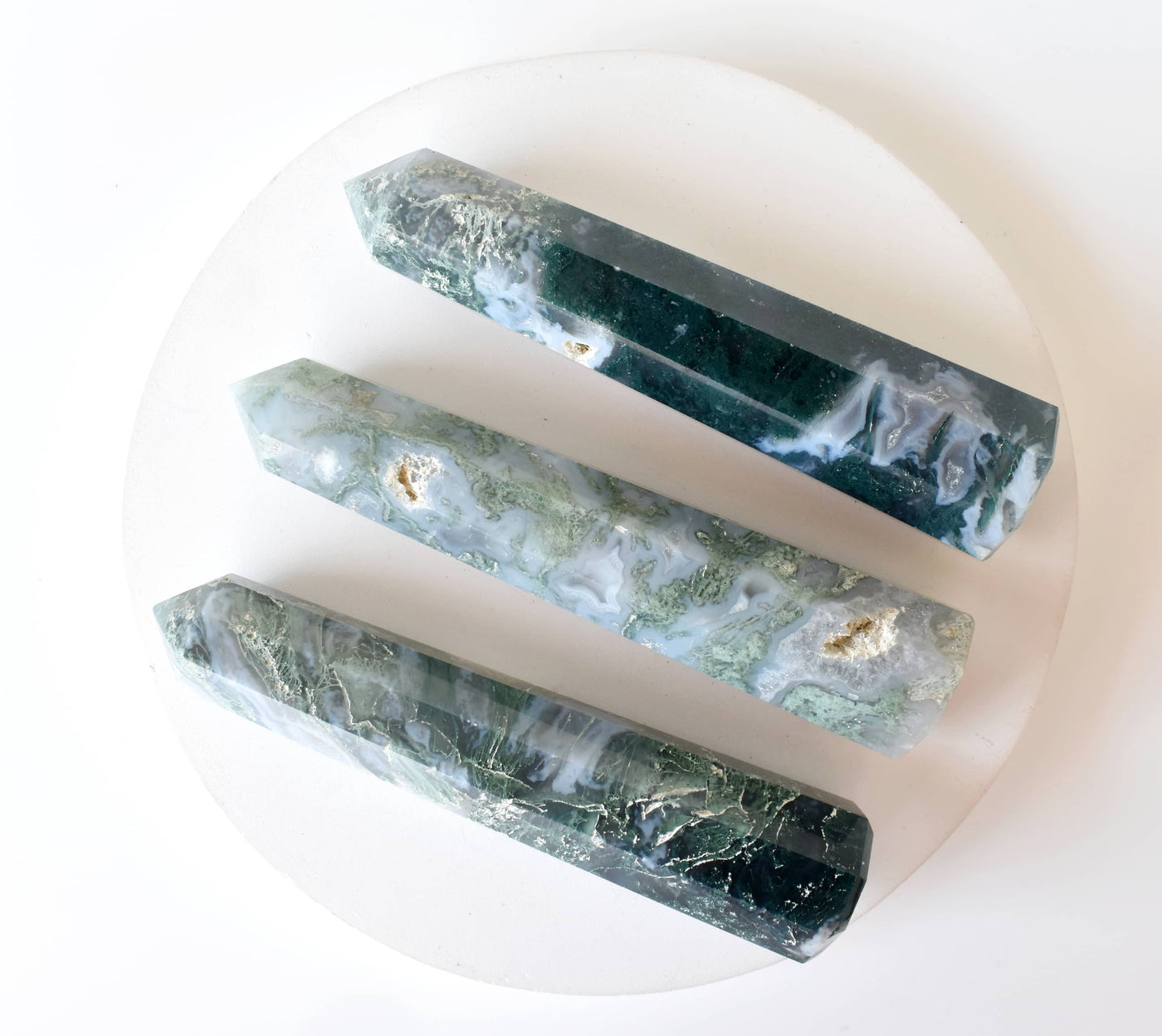 Moss Agate Tower Point (Tranquility and Emotional Balance)