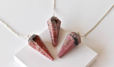 Rhodonite Faceted Hexagon Pendulum, Crystal Pendulum