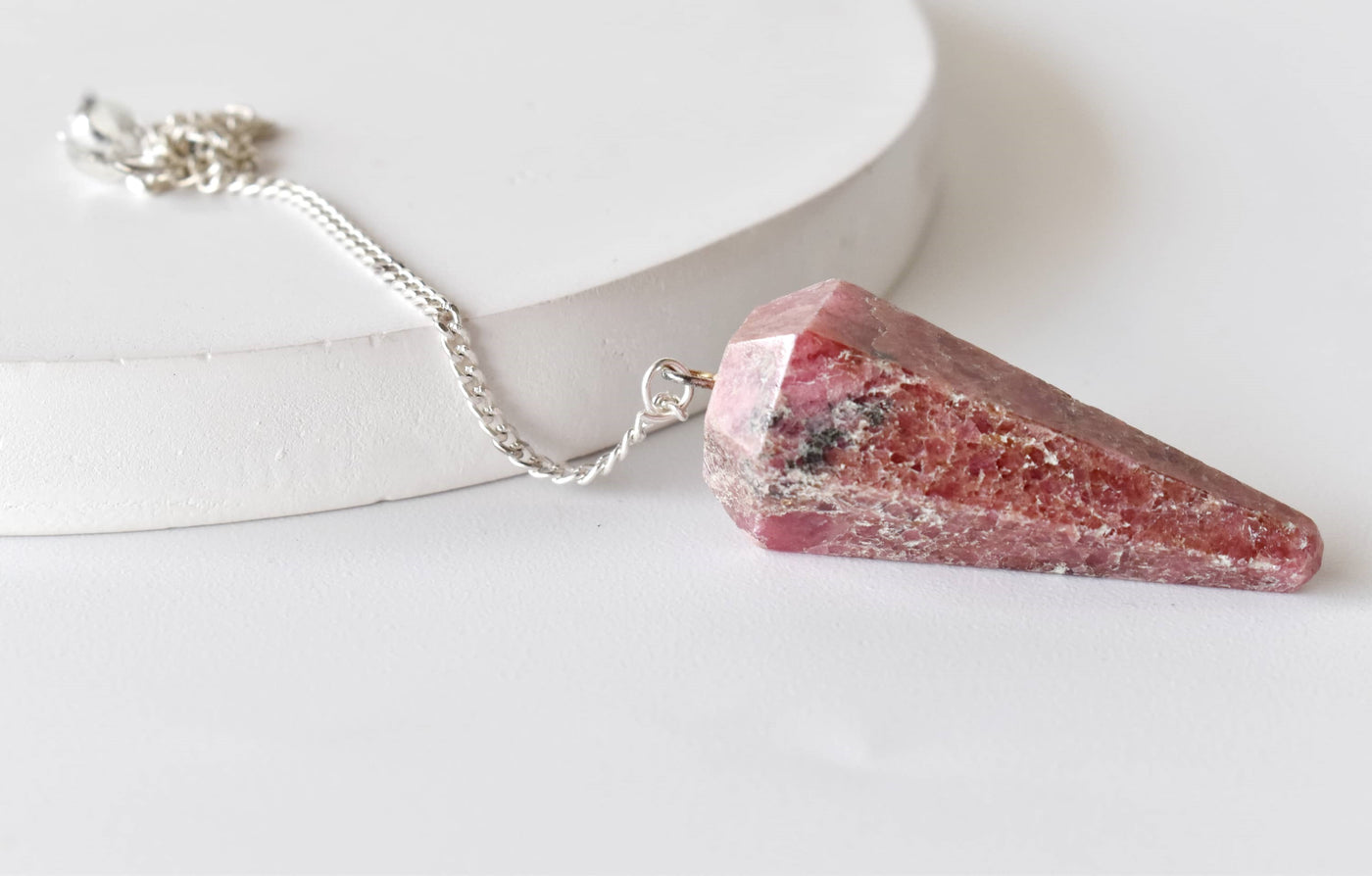 Rhodonite Faceted Hexagon Pendulum, Crystal Pendulum