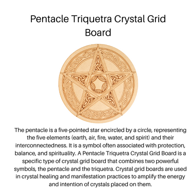 Pentacle Crystal Grid Board, 6" Wooden Crystal Grid Plate