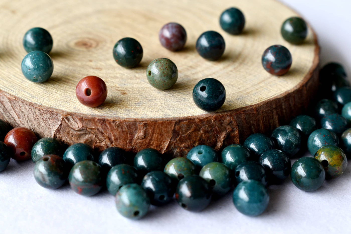 Bloodstone Beads, Natural Round Crystal Beads 4mm to 12mm