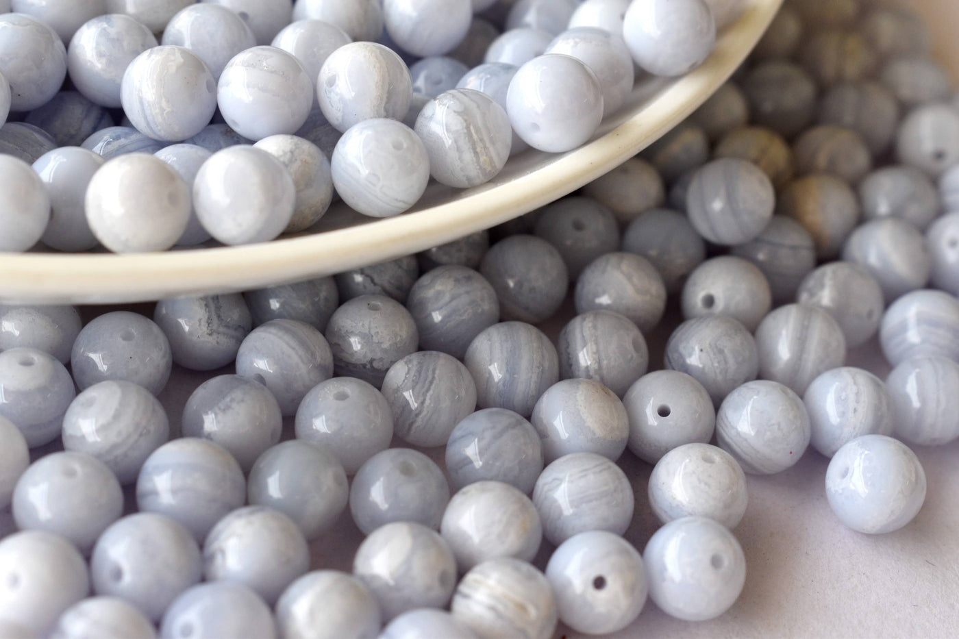 Blue Lace agate Beads, Natural Round Crystal Beads 6mm to 10mm