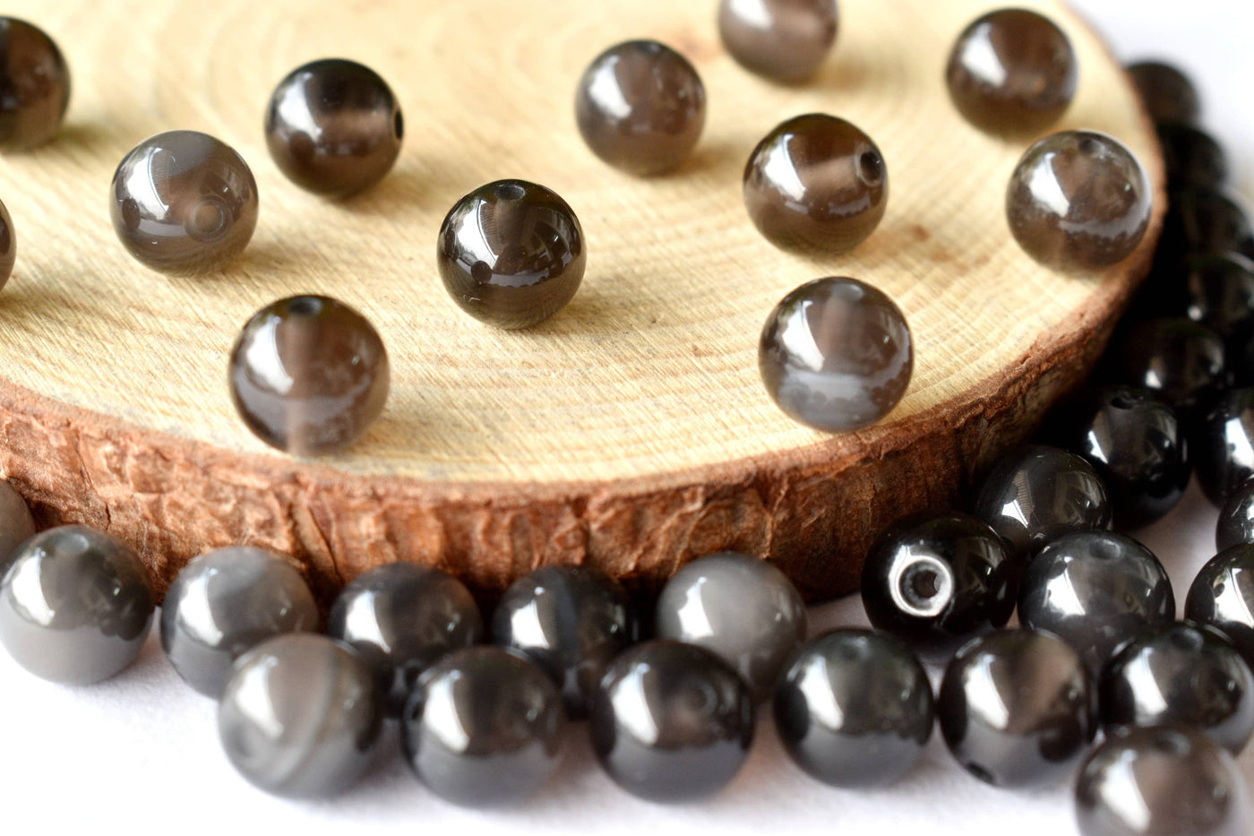 Black Obsidian Beads, Natural Round Crystal Beads 4mm to 18mm