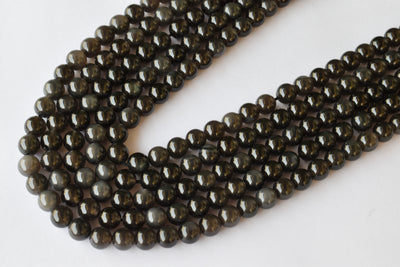 Black Obsidian Beads, Natural Round Crystal Beads 4mm to 18mm