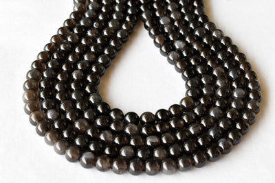 Black Obsidian Beads, Natural Round Crystal Beads 4mm to 18mm