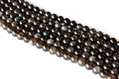 Black Obsidian Beads, Natural Round Crystal Beads 4mm to 18mm