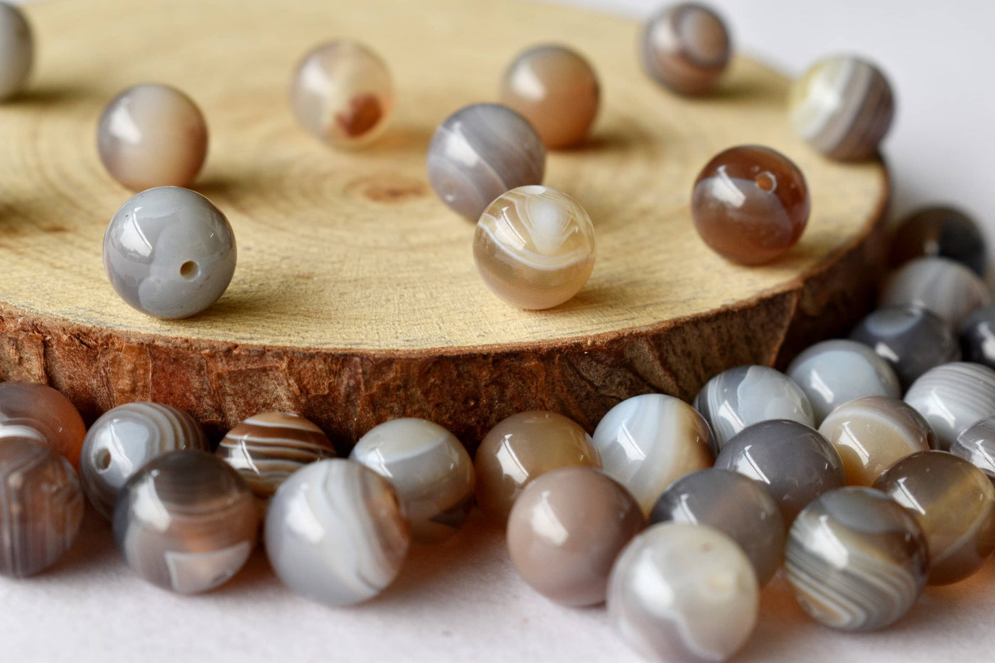 Botswana Agate Beads, Natural Round Crystal Beads 6mm to 12mm