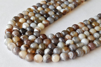 Botswana Agate Beads, Natural Round Crystal Beads 6mm to 12mm