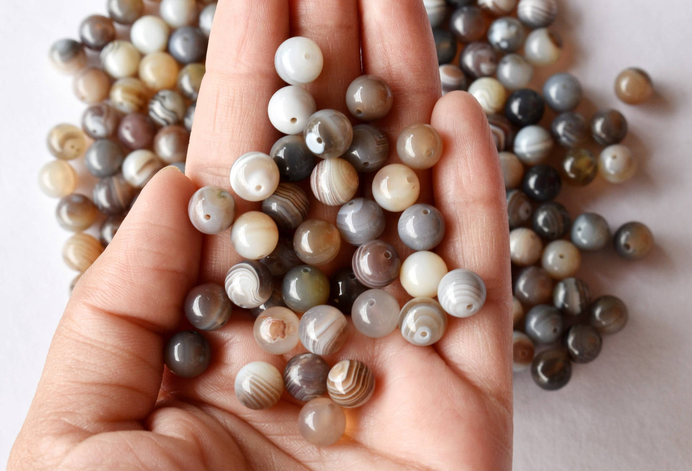 Botswana Agate Beads, Natural Round Crystal Beads 6mm to 12mm