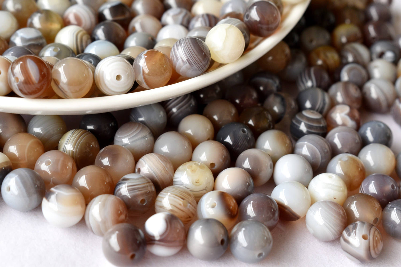 Botswana Agate Beads, Natural Round Crystal Beads 6mm to 12mm