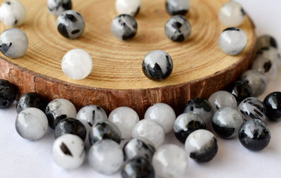 Black Rutile Beads, Natural Round Crystal Beads 6mm to 12mm