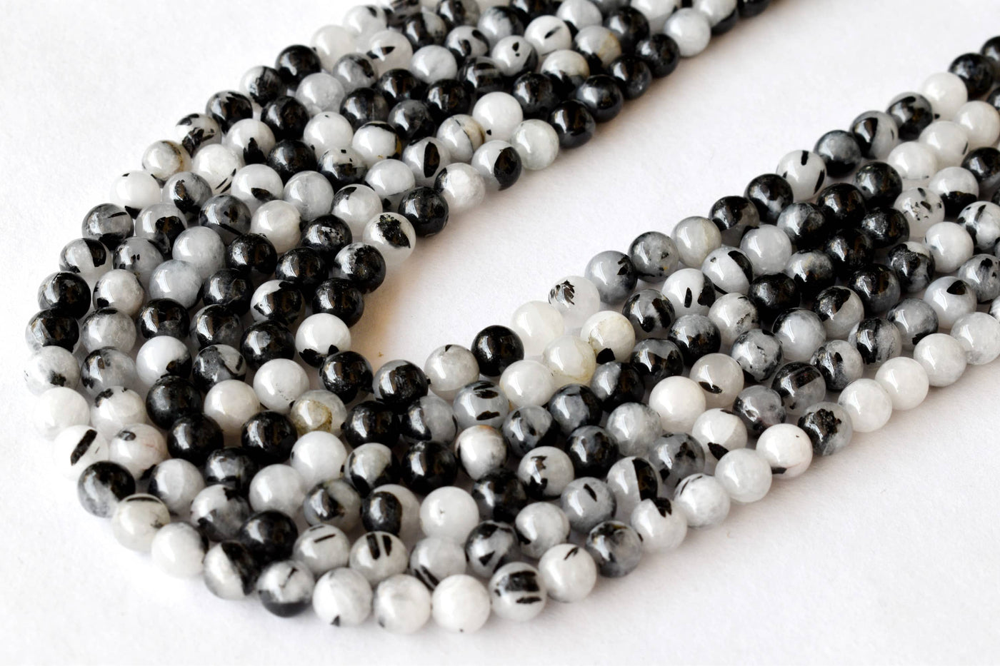 Black Rutile Beads, Natural Round Crystal Beads 6mm to 12mm