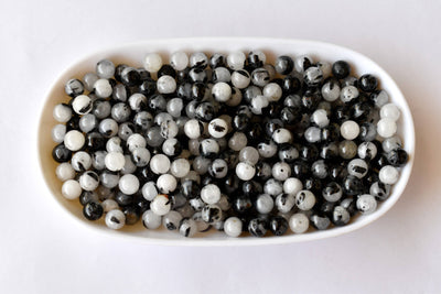 Black Rutile Beads, Natural Round Crystal Beads 6mm to 12mm