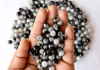 Black Rutile Beads, Natural Round Crystal Beads 6mm to 12mm