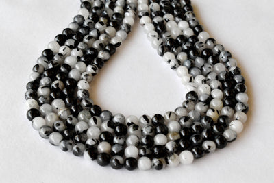 Black Rutile Beads, Natural Round Crystal Beads 6mm to 12mm