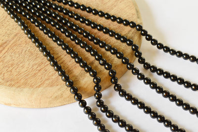 Black Tourmaline Beads, Natural Round Crystal Beads 4mm to 12mm