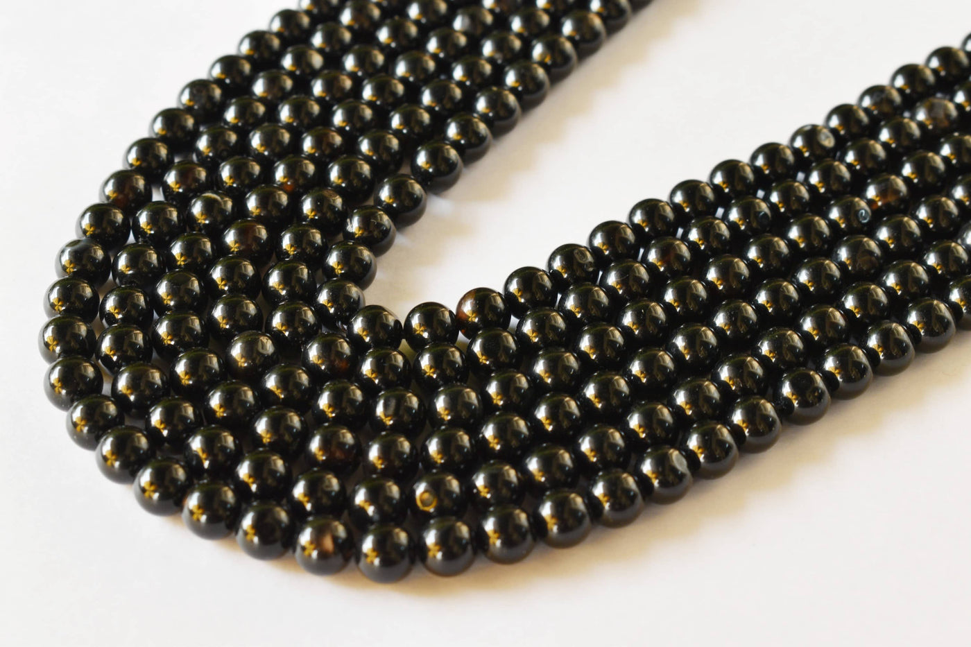 Black Tourmaline Beads, Natural Round Crystal Beads 4mm to 12mm