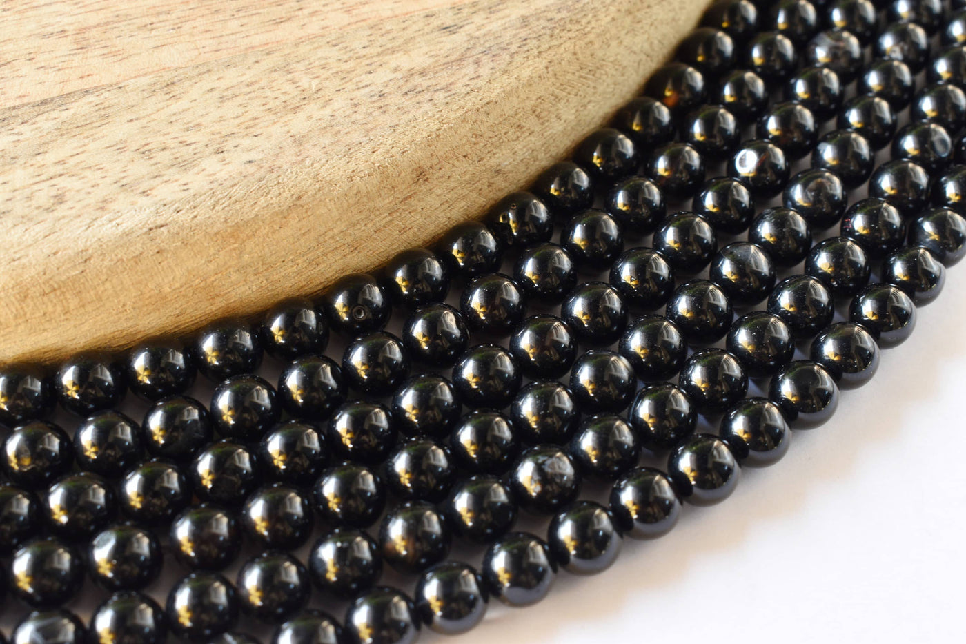 Black Tourmaline Beads, Natural Round Crystal Beads 4mm to 12mm