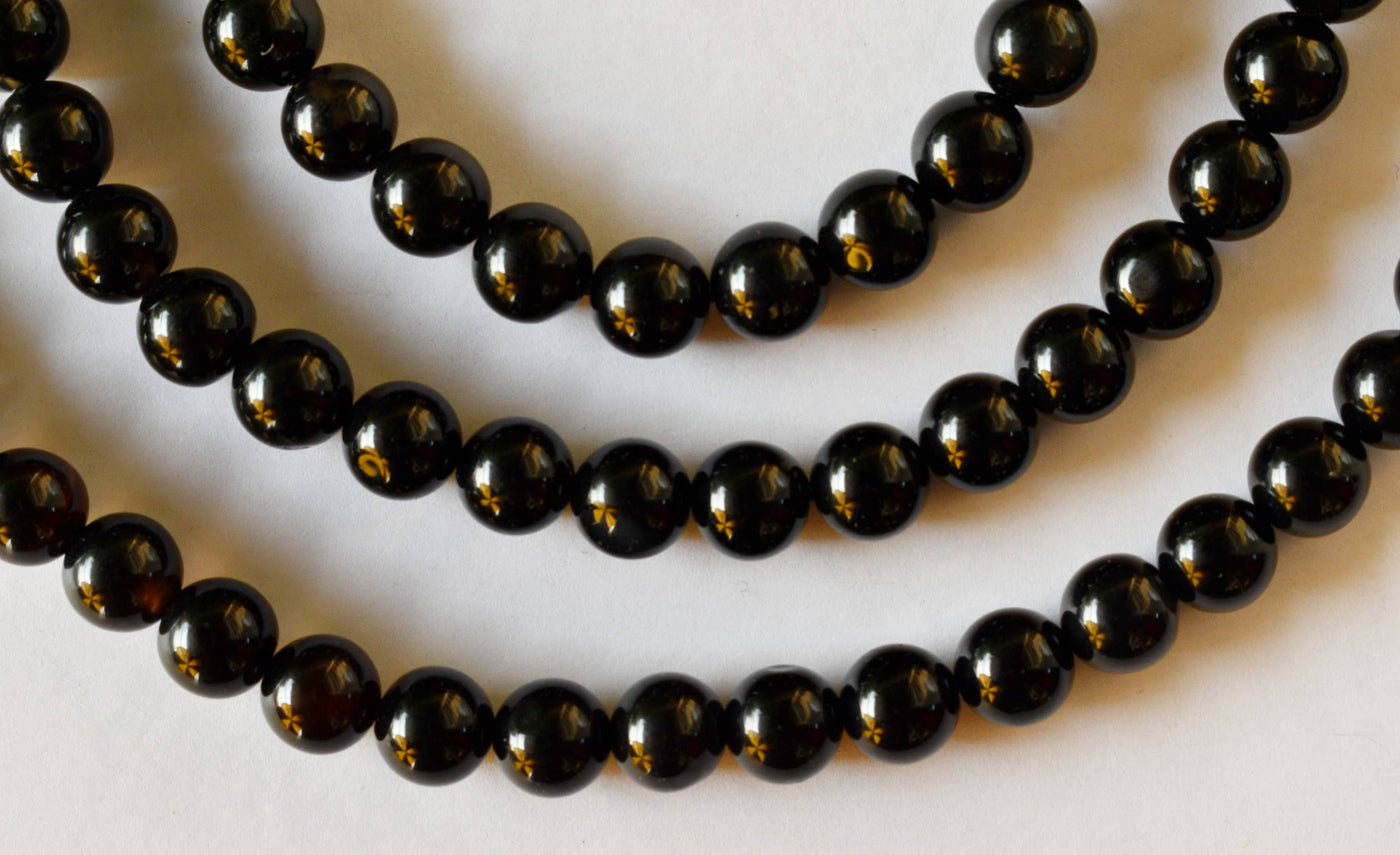 Black Tourmaline Beads, Natural Round Crystal Beads 4mm to 12mm