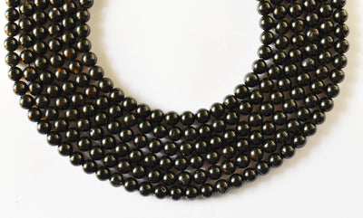 Black Tourmaline Beads, Natural Round Crystal Beads 4mm to 12mm